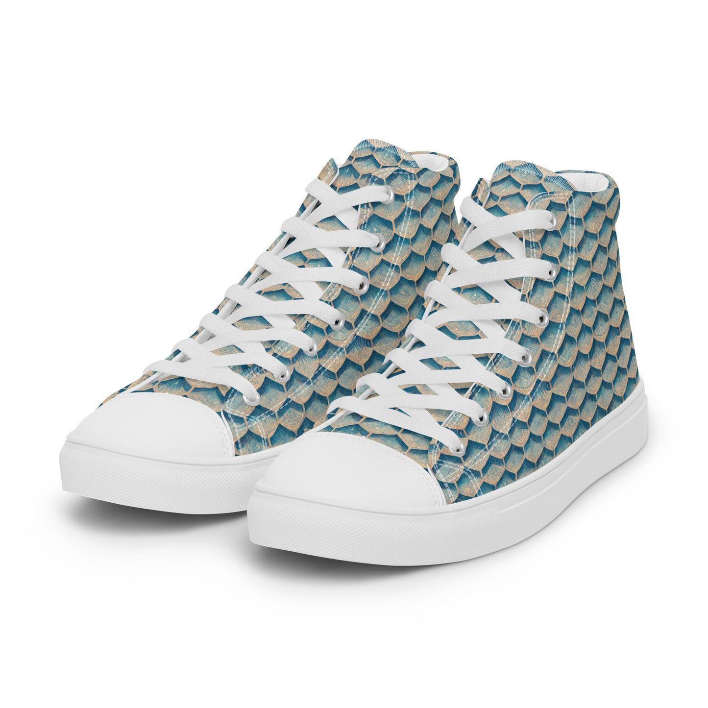 Seafoam Scales Men’s high top canvas shoes