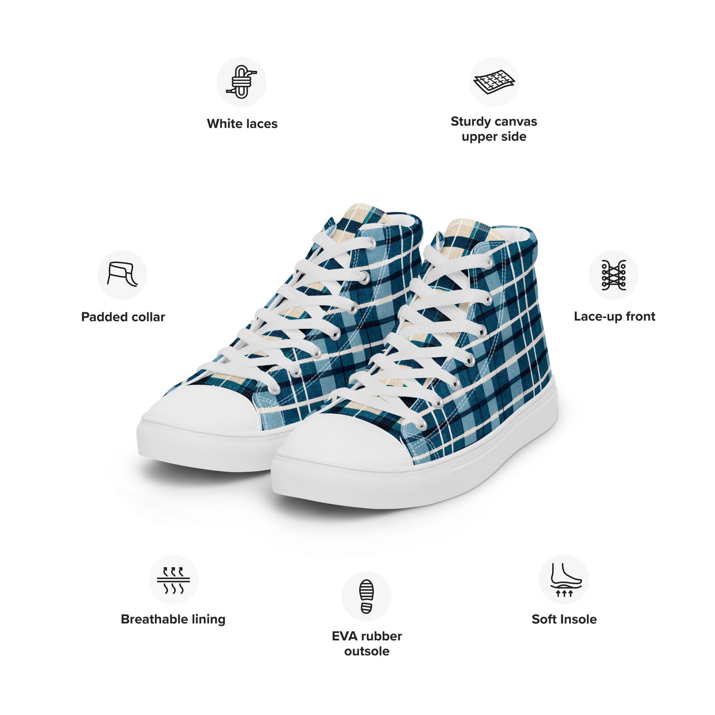 Scotsman’s Skyward Plaid Men’s high top canvas shoes