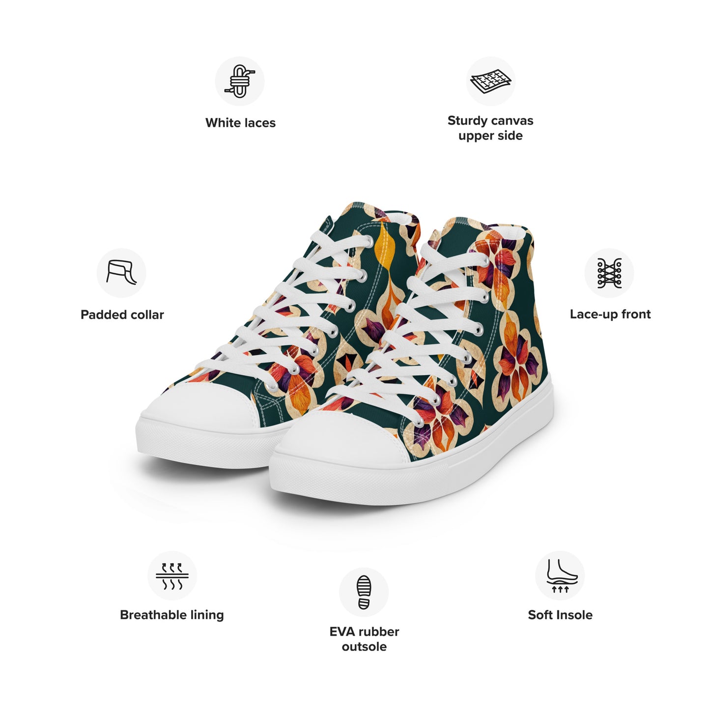 Ifrane’s Rainbow Blossoms Men’s high top canvas shoes