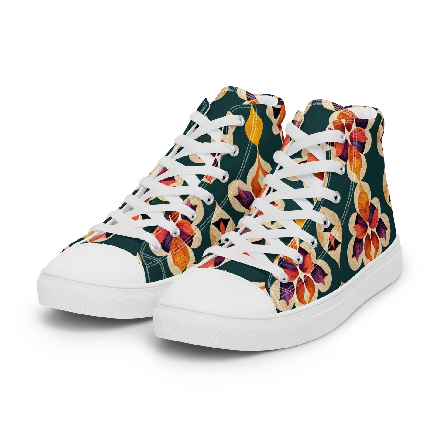 Ifrane’s Rainbow Blossoms Men’s high top canvas shoes