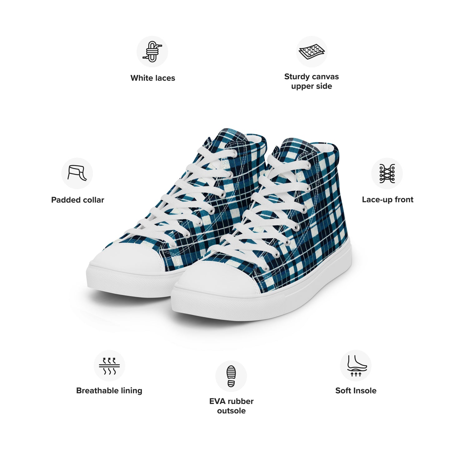 Highland Heritage Plaid Men’s high top canvas shoes