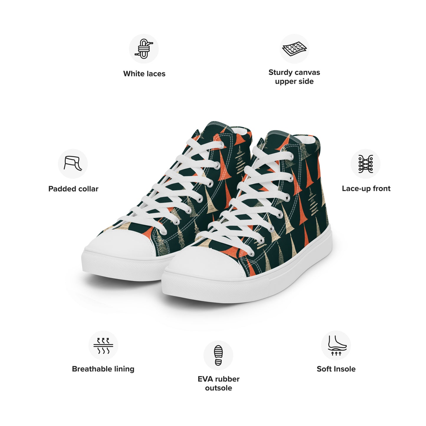 Holiday Tree Symphony Men’s high top canvas shoes