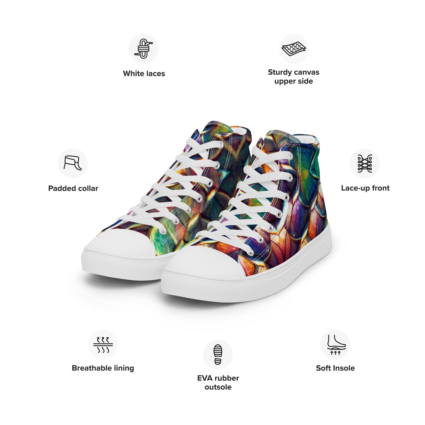 Margonithia, the Glittering Rainbow Sovereign Men’s high top canvas shoes