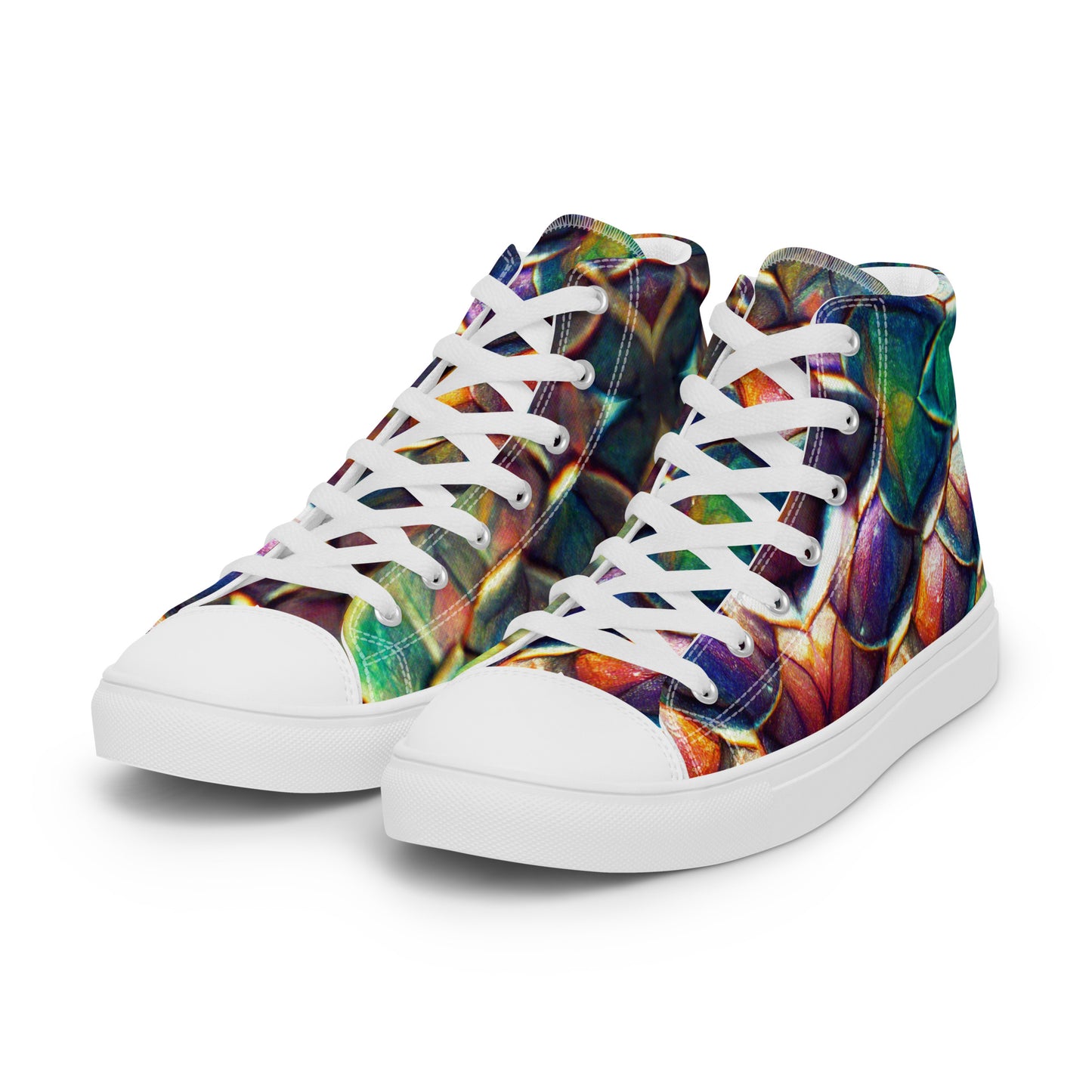 Margonithia, the Glittering Rainbow Sovereign Men’s high top canvas shoes