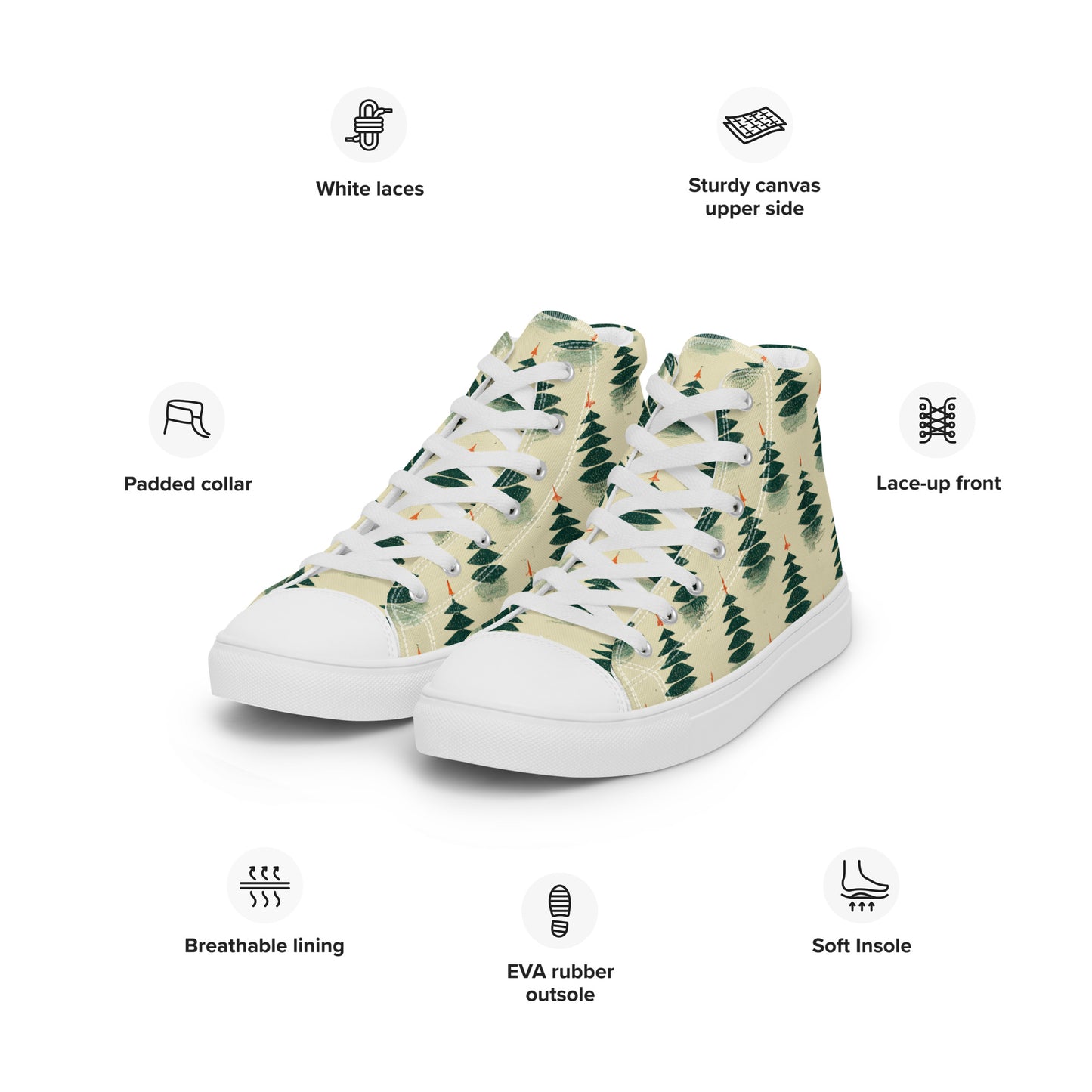 Merry Pine Parade Men’s high top canvas shoes