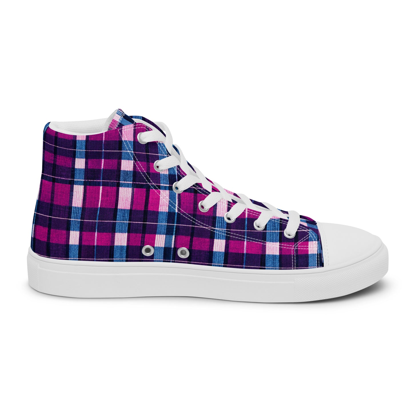 Fuchsia Fusion Check Men’s high top canvas shoes