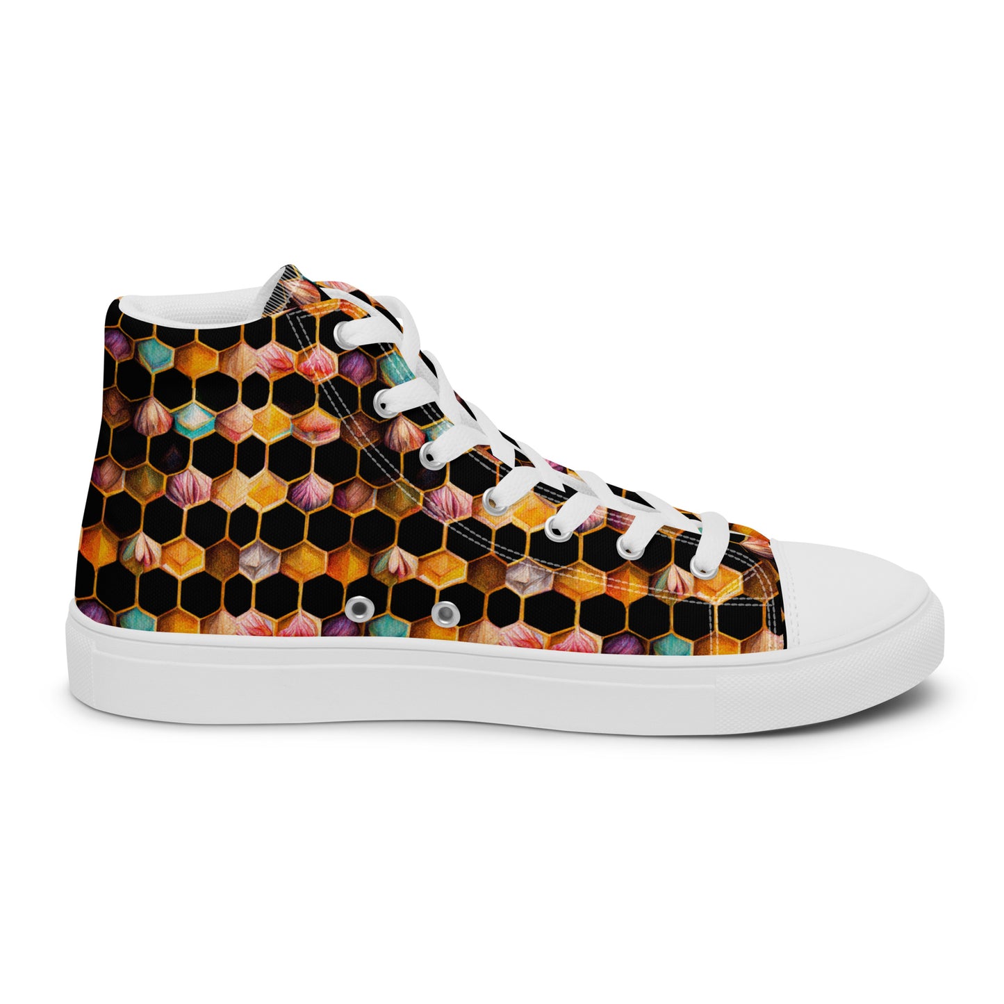 Beehive Lattice Love Men’s high top canvas shoes