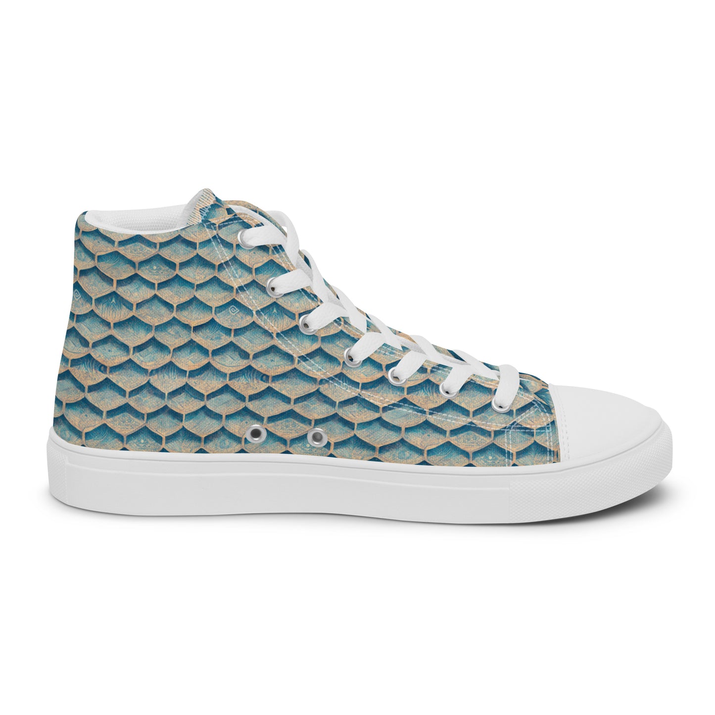 Seafoam Scales Men’s high top canvas shoes