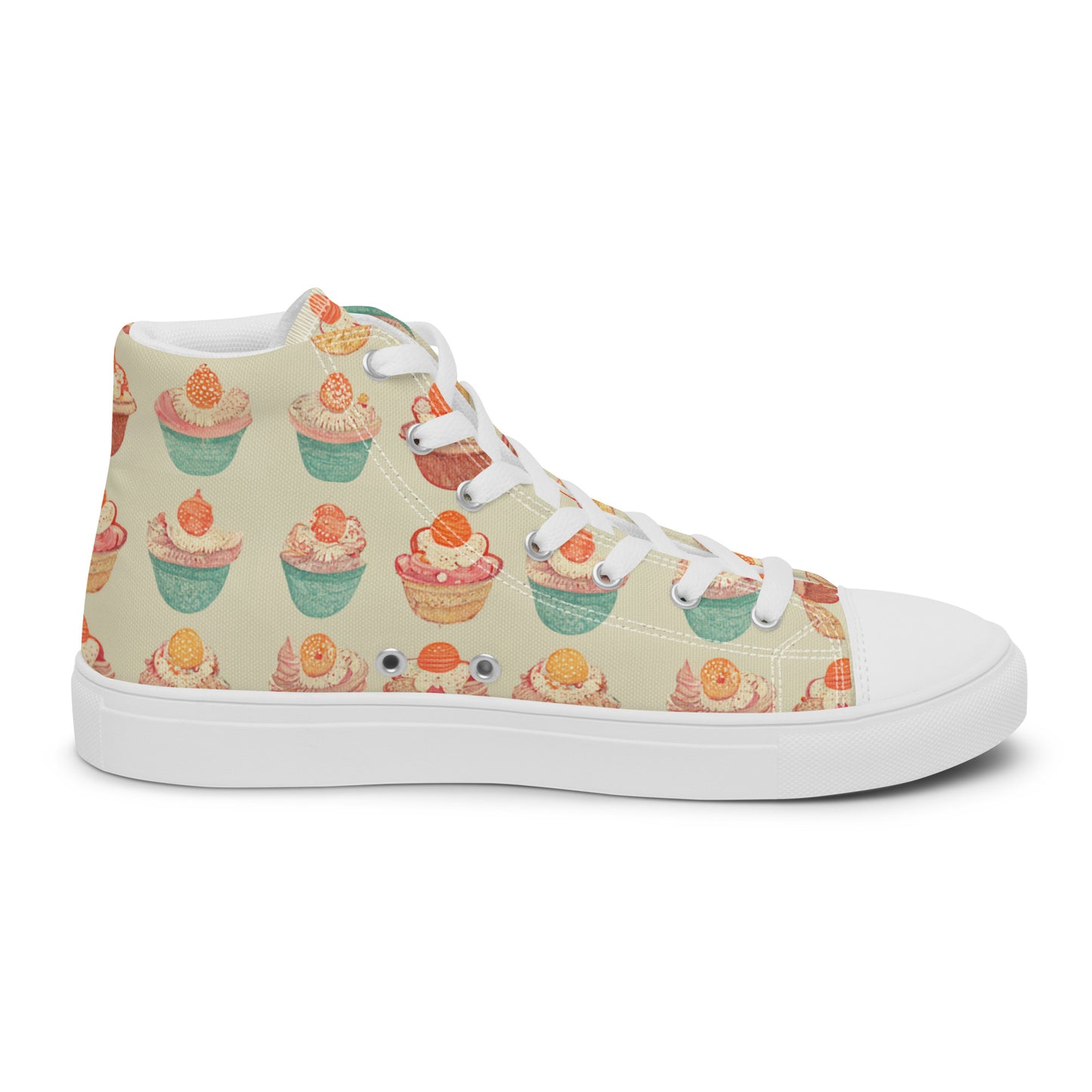 Cupcakery Men’s high top canvas shoes