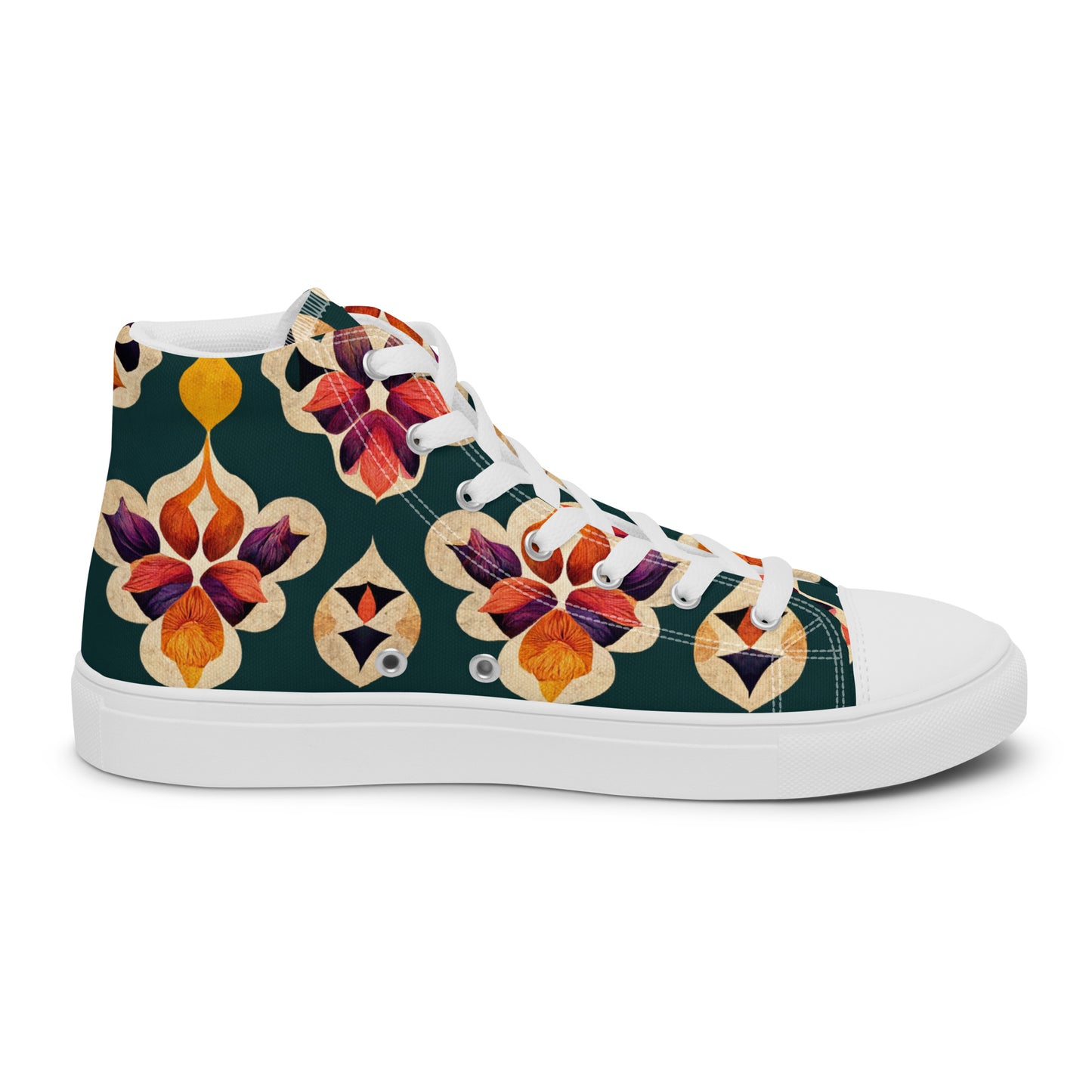 Ifrane’s Rainbow Blossoms Men’s high top canvas shoes