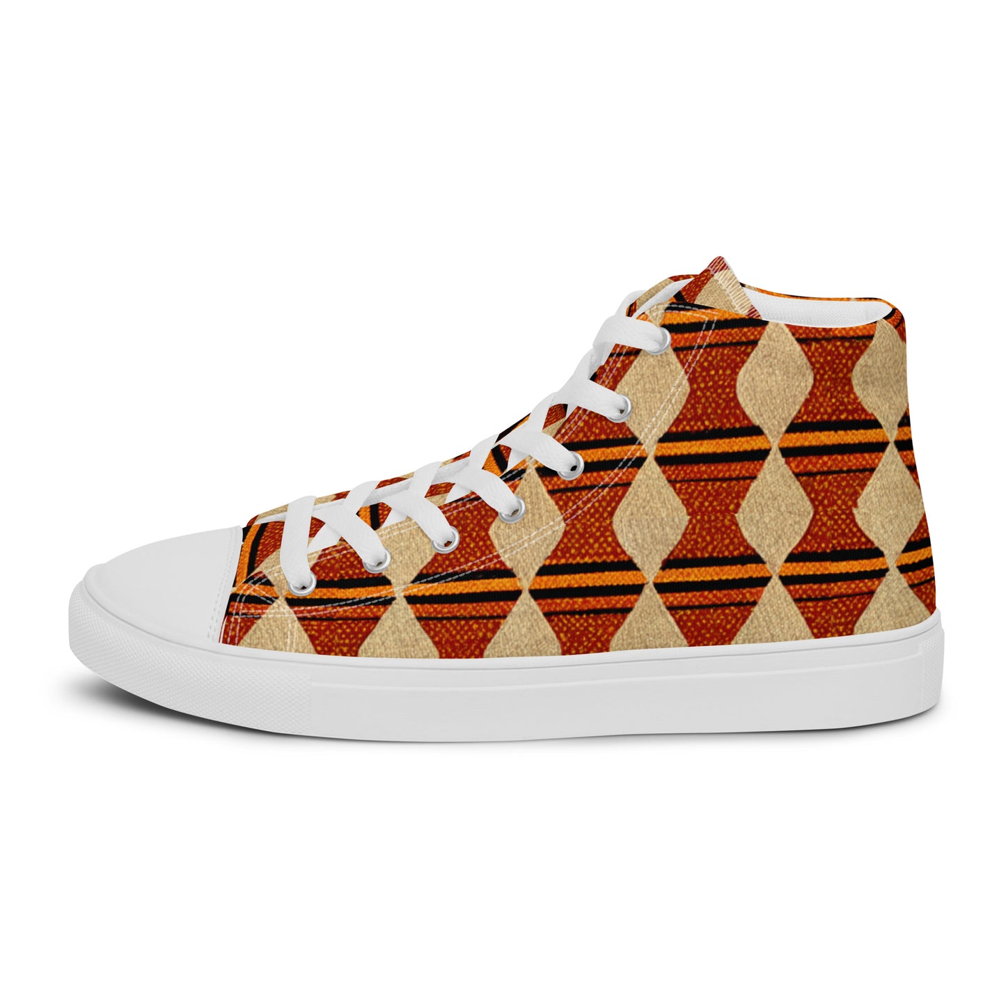 Tribal Tranquility in Neutrals Men’s high top canvas shoes