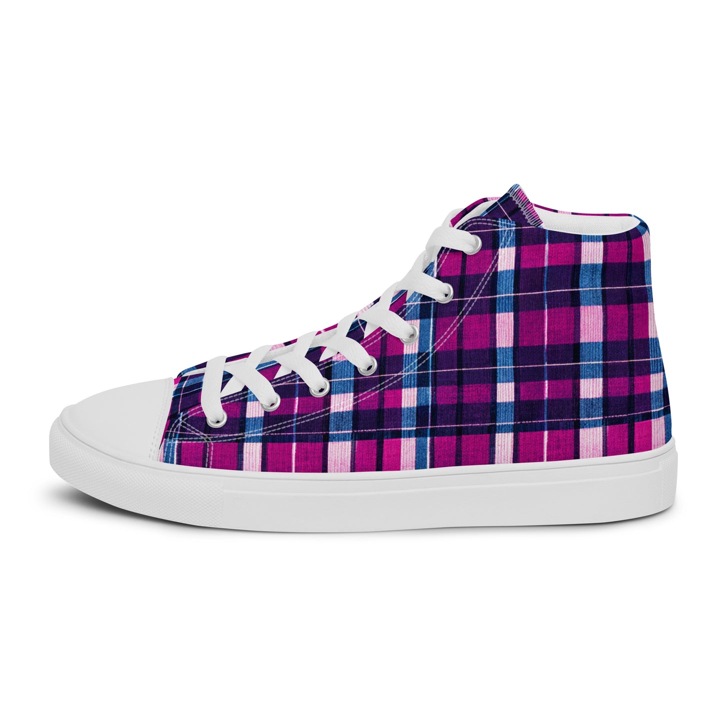 Fuchsia Fusion Check Men’s high top canvas shoes