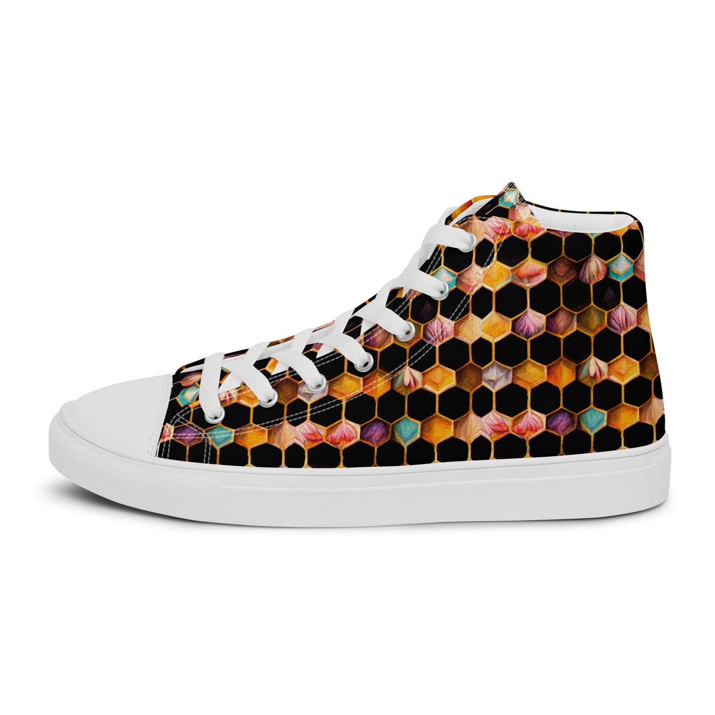 Beehive Lattice Love Men’s high top canvas shoes