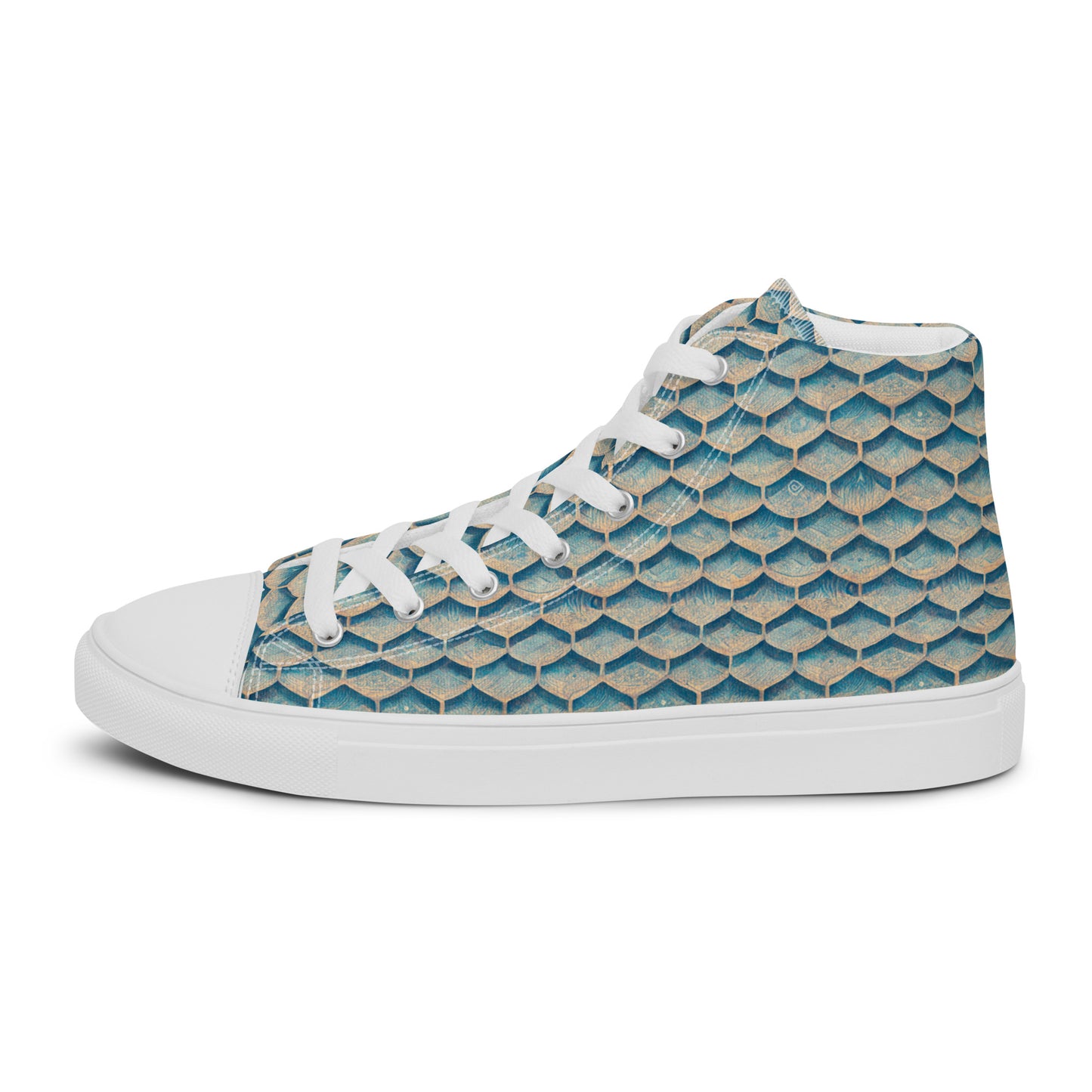 Seafoam Scales Men’s high top canvas shoes