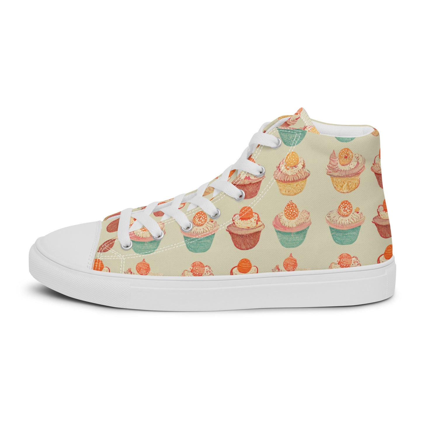 Cupcakery Men’s high top canvas shoes