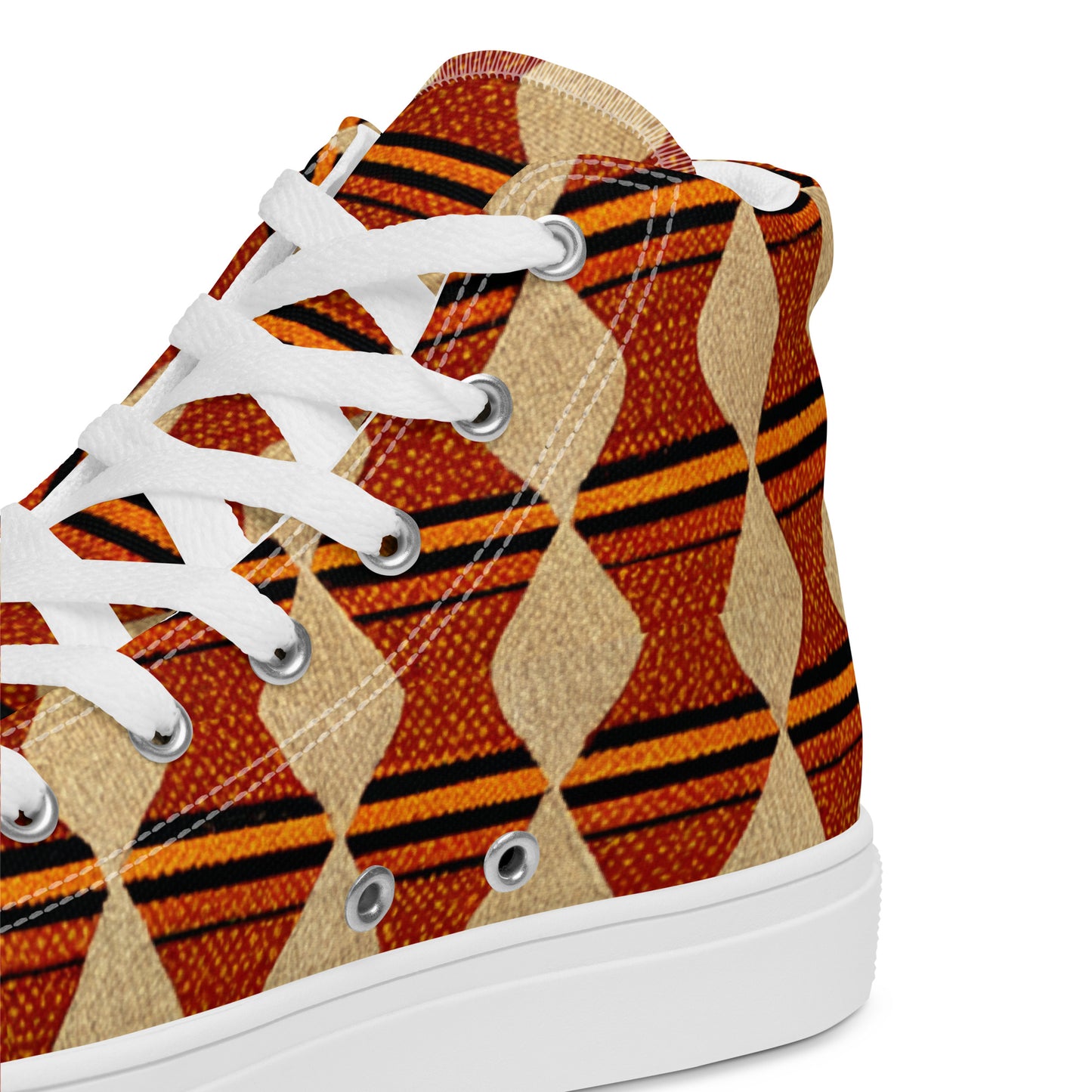 Tribal Tranquility in Neutrals Men’s high top canvas shoes