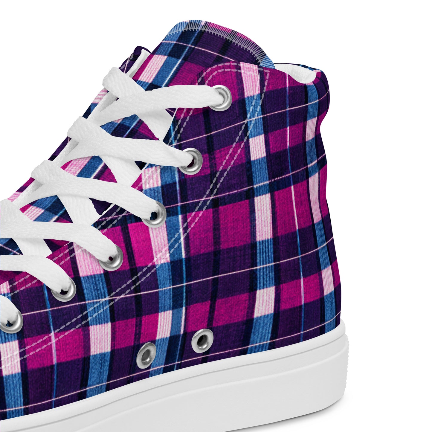 Fuchsia Fusion Check Men’s high top canvas shoes