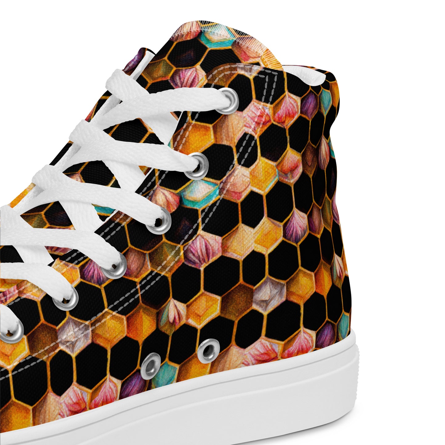 Beehive Lattice Love Men’s high top canvas shoes