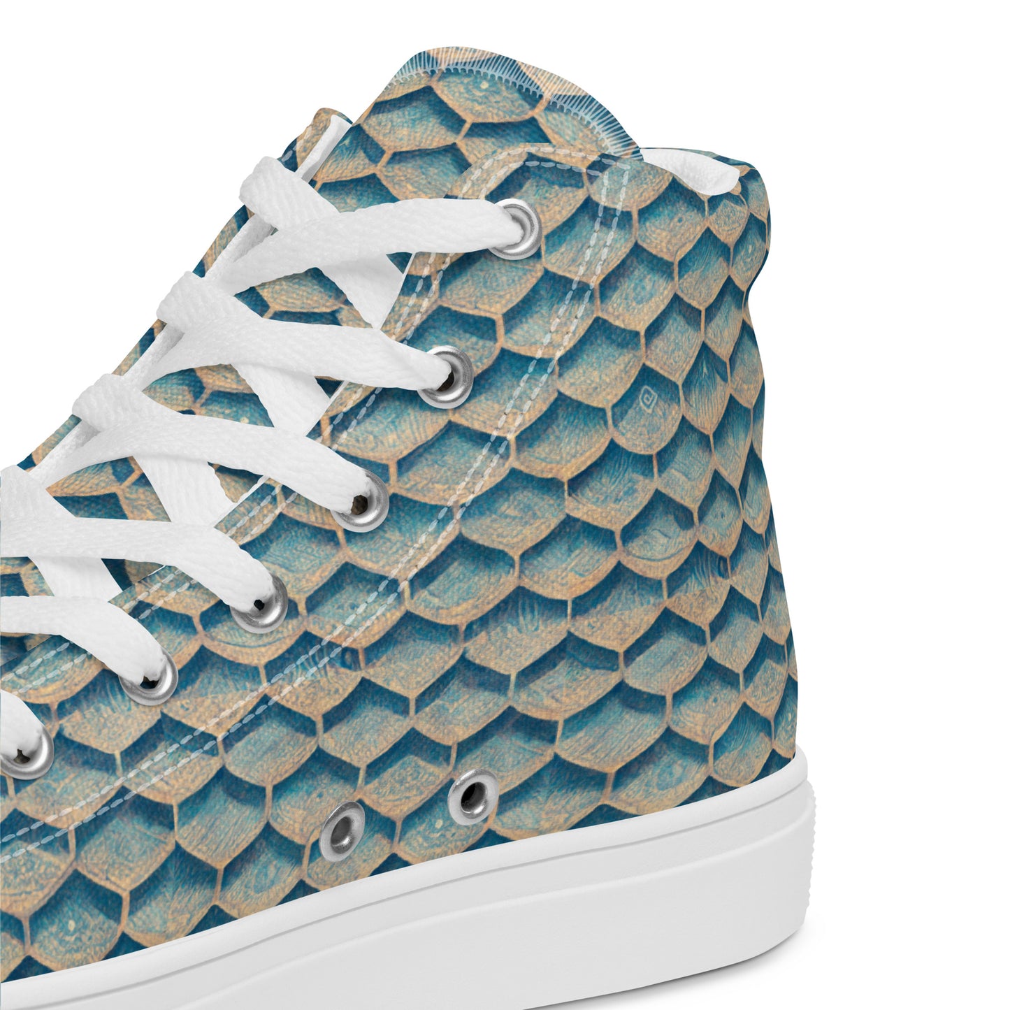 Seafoam Scales Men’s high top canvas shoes