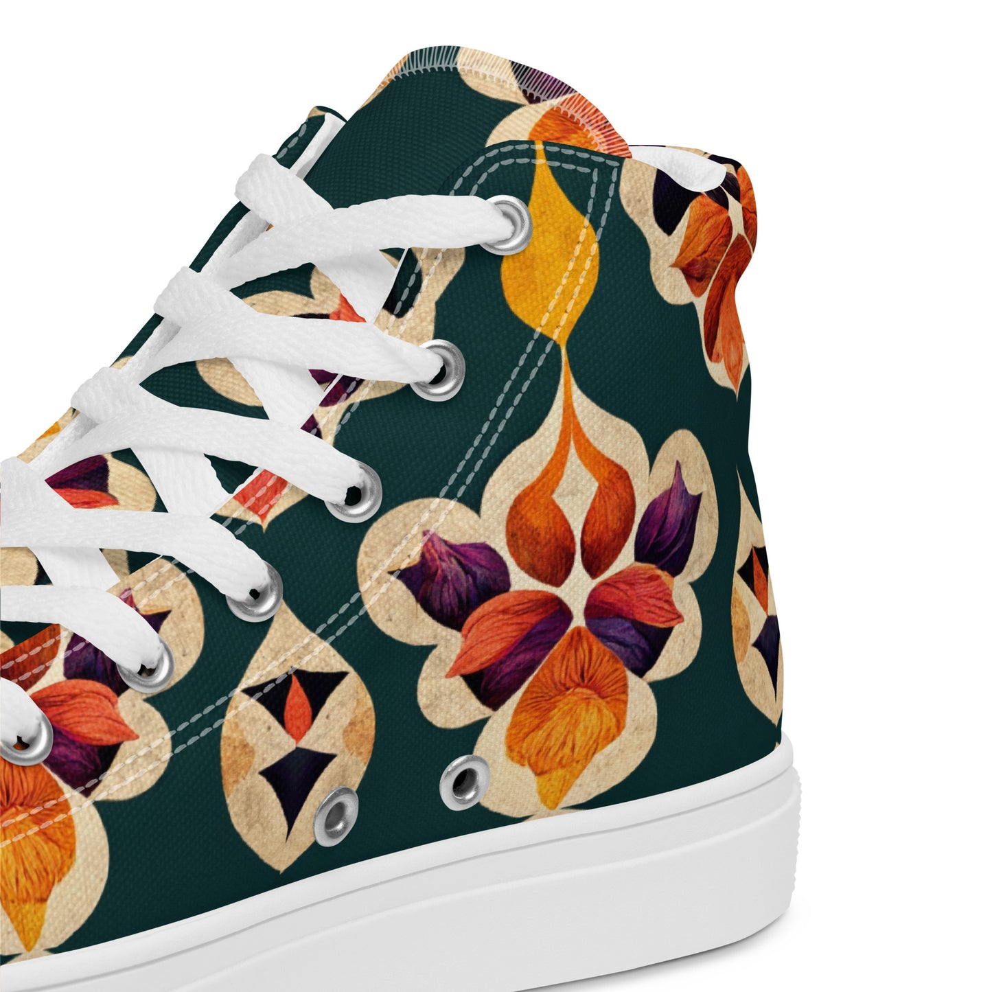 Ifrane’s Rainbow Blossoms Men’s high top canvas shoes