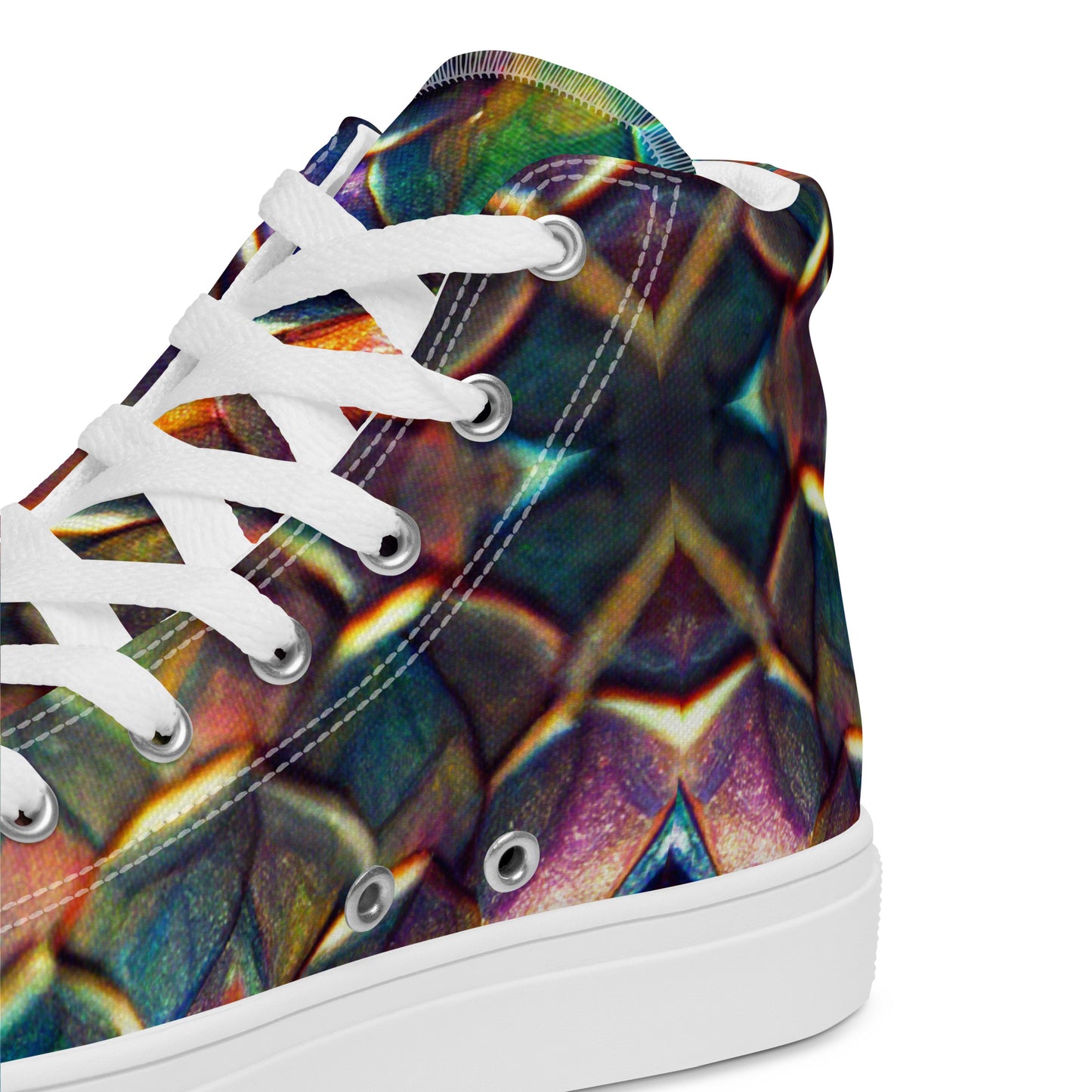 Margonithia, the Glittering Rainbow Sovereign Men’s high top canvas shoes