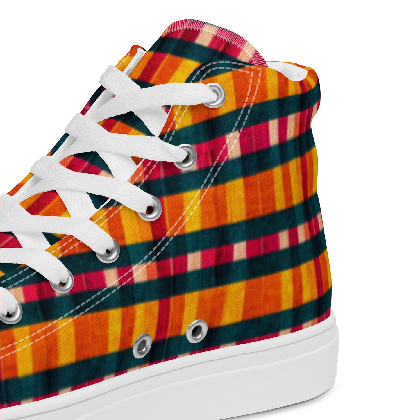 Tropical Fiesta Plaid Men’s high top canvas shoes