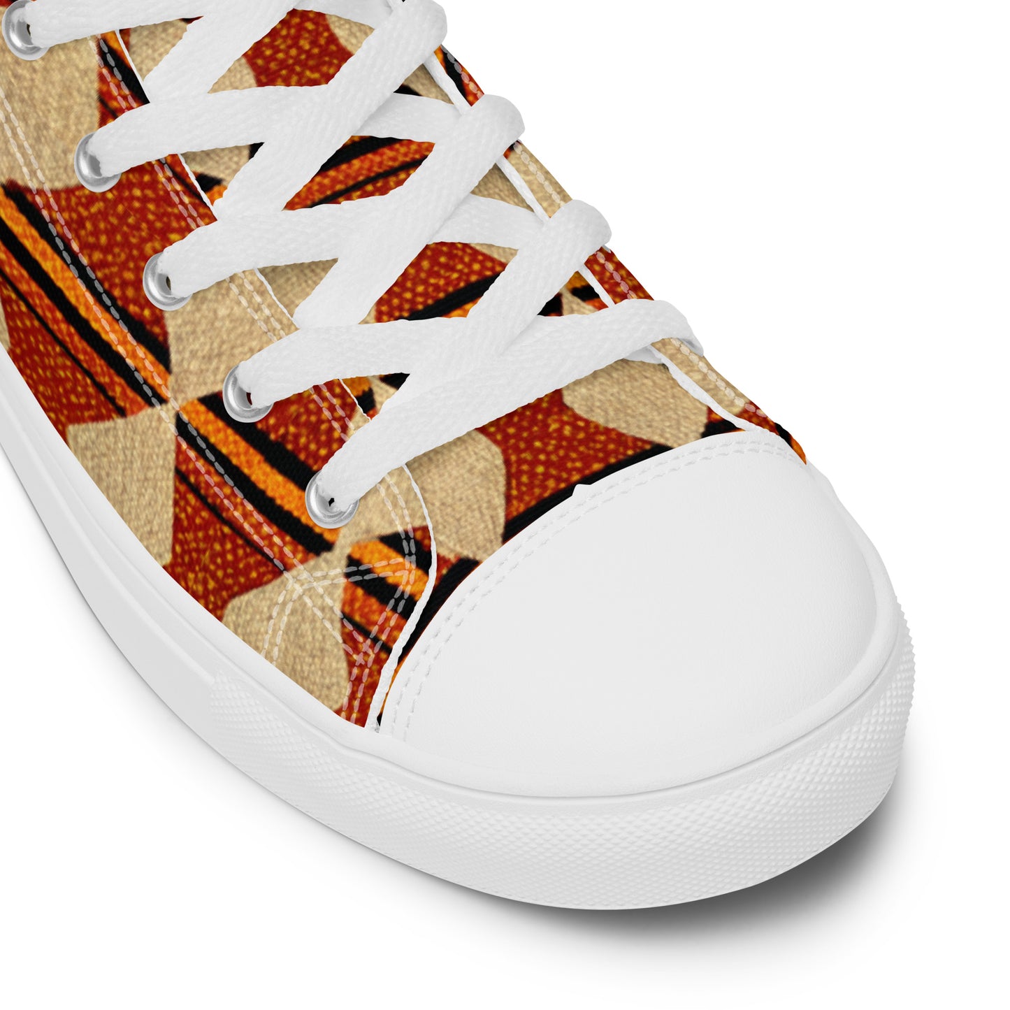 Tribal Tranquility in Neutrals Men’s high top canvas shoes