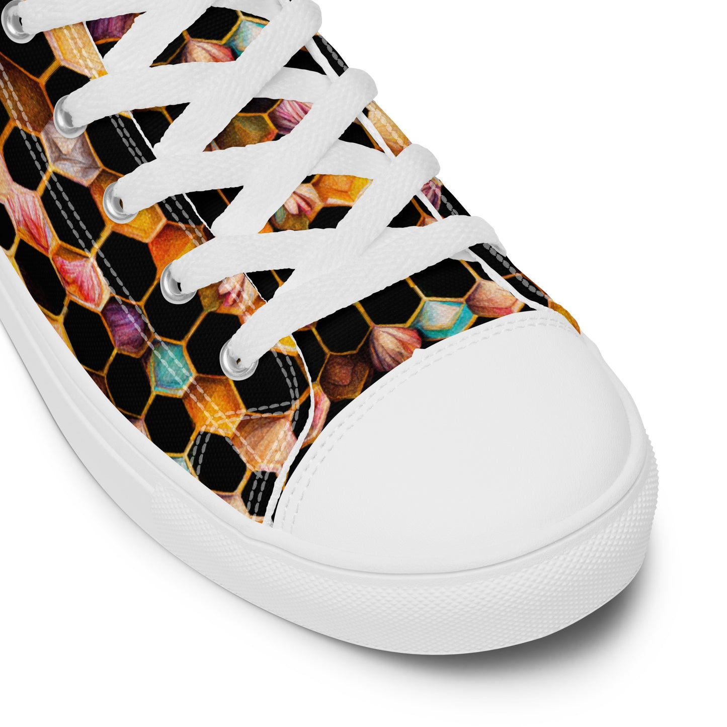 Beehive Lattice Love Men’s high top canvas shoes