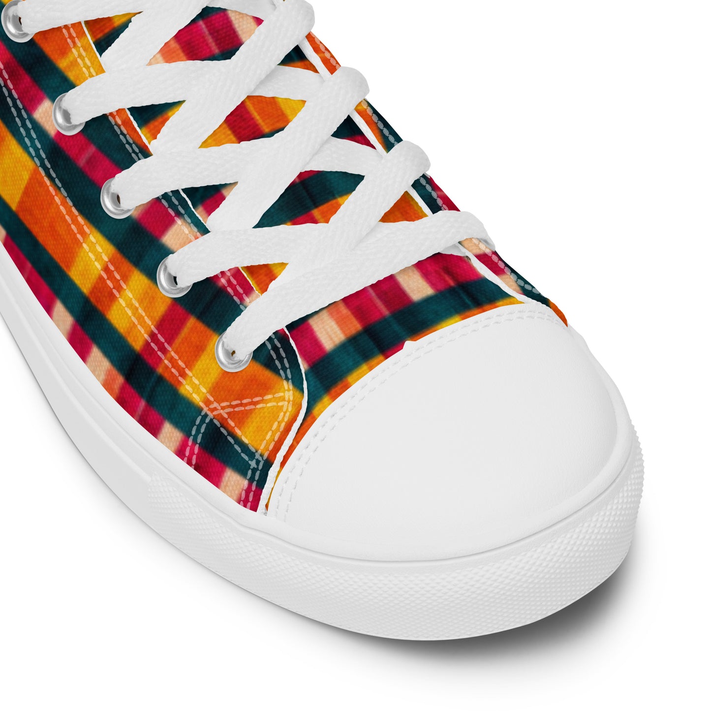 Tropical Fiesta Plaid Men’s high top canvas shoes