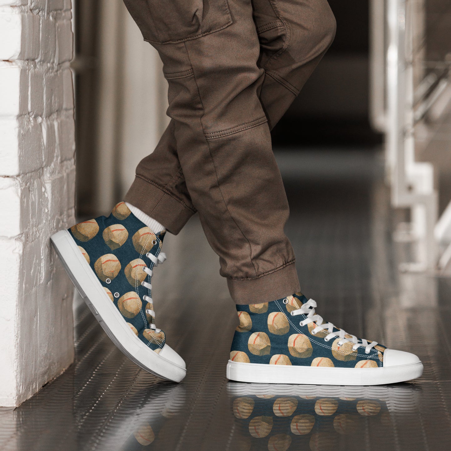 Home Run Hues Men’s high top canvas shoes