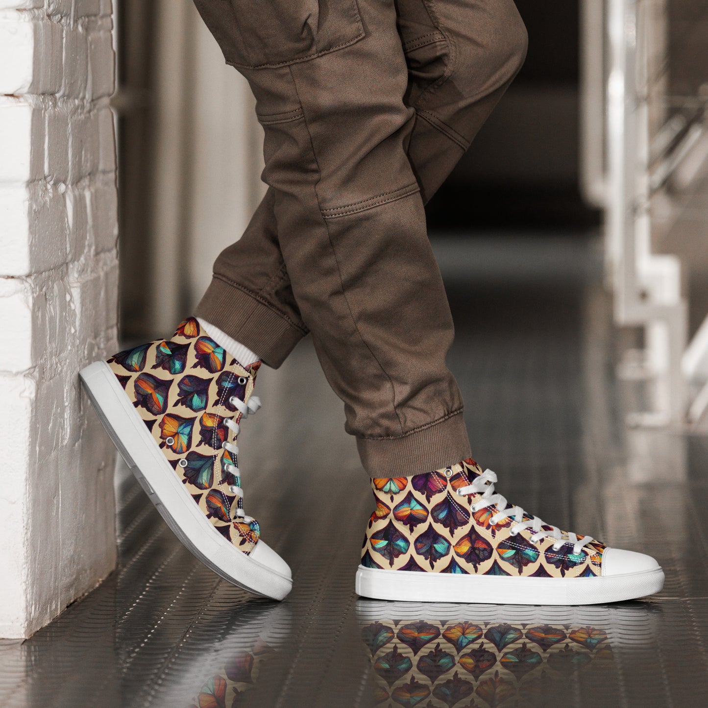 Butterfly Kaleidoscope Men’s high top canvas shoes