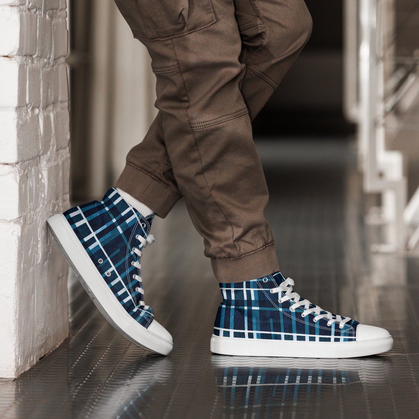 Royal Blue Scottish Heritage Men’s high top canvas shoes