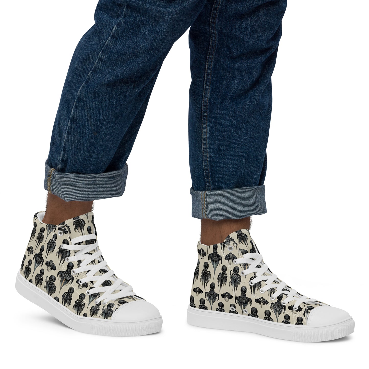 Bone Dance Men’s high top canvas shoes