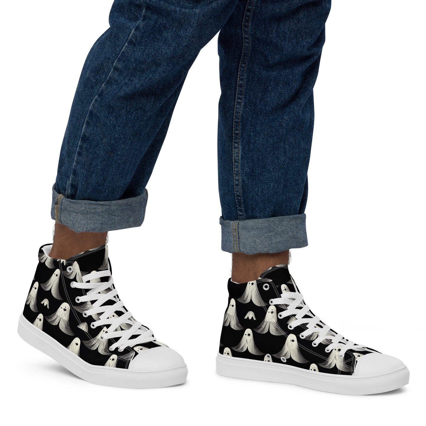 Ghostly Illusions Men’s high top canvas shoes