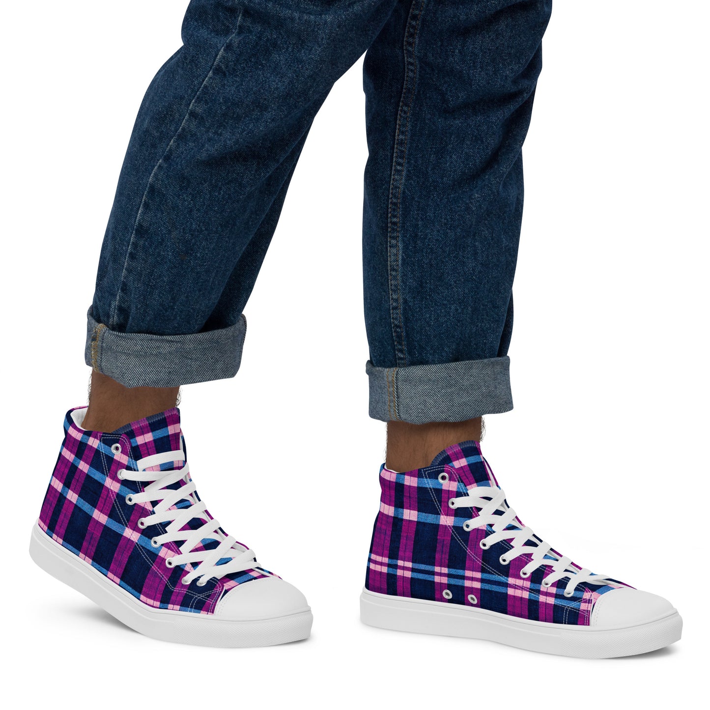 Royal Highlander Plaid Men’s high top canvas shoes