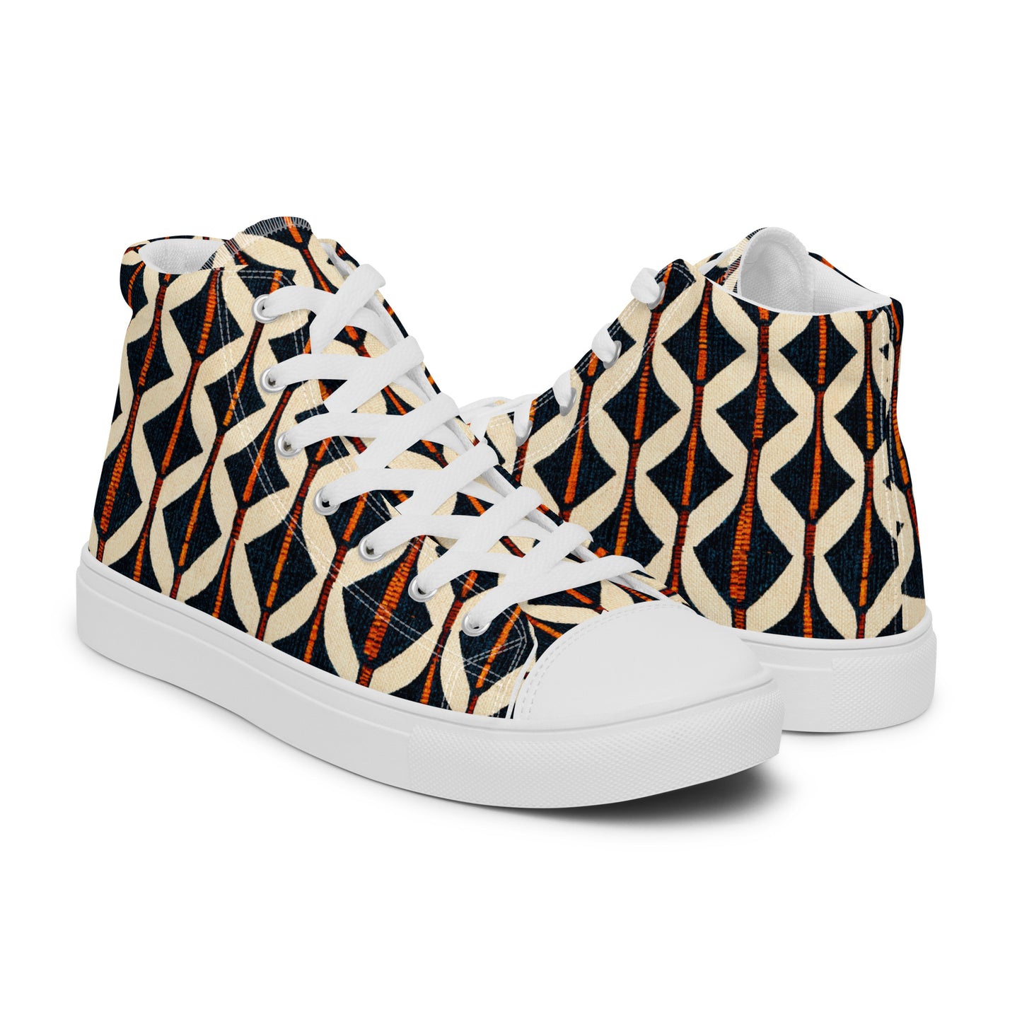 Tribal Tones in Harmony Men’s high top canvas shoes