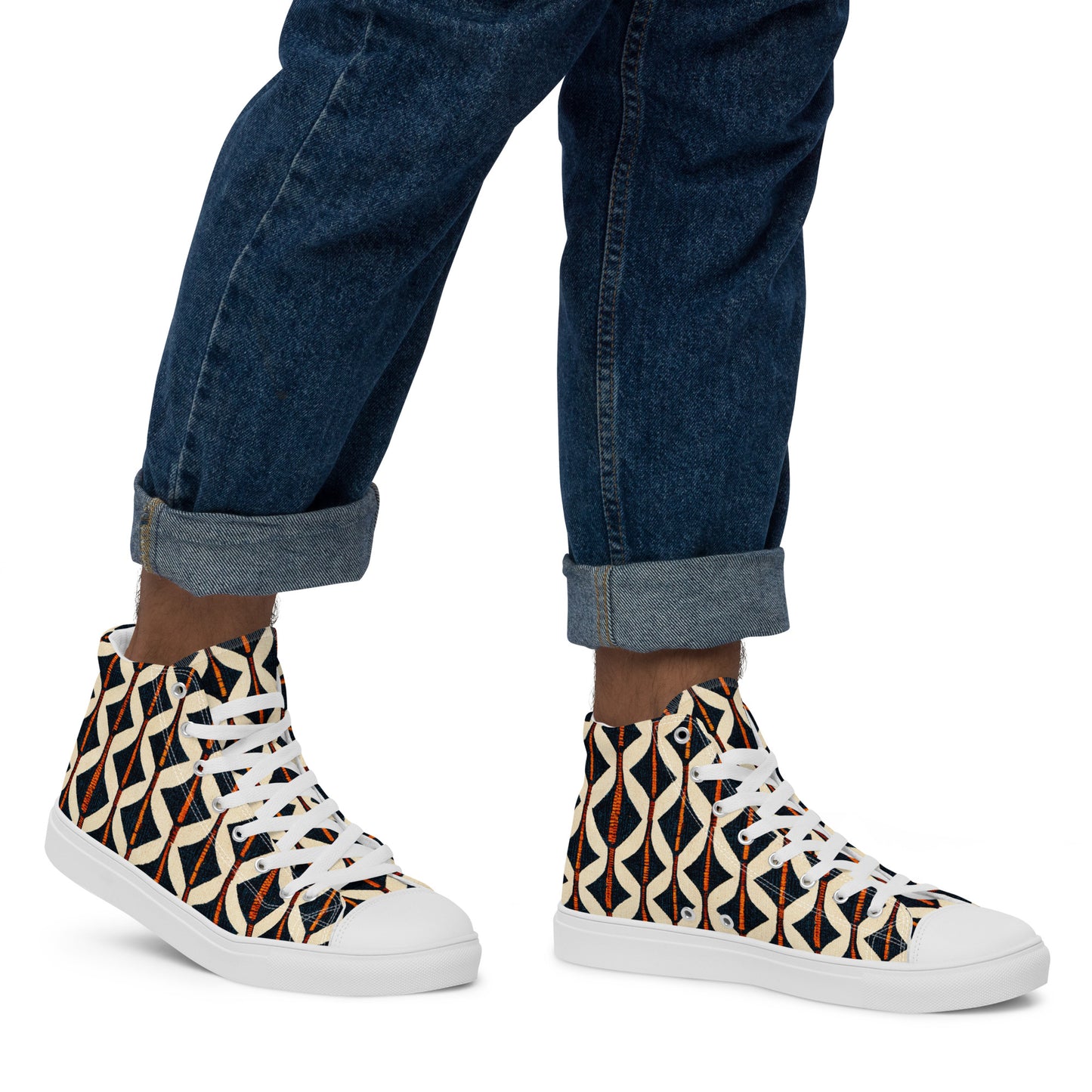 Tribal Tones in Harmony Men’s high top canvas shoes