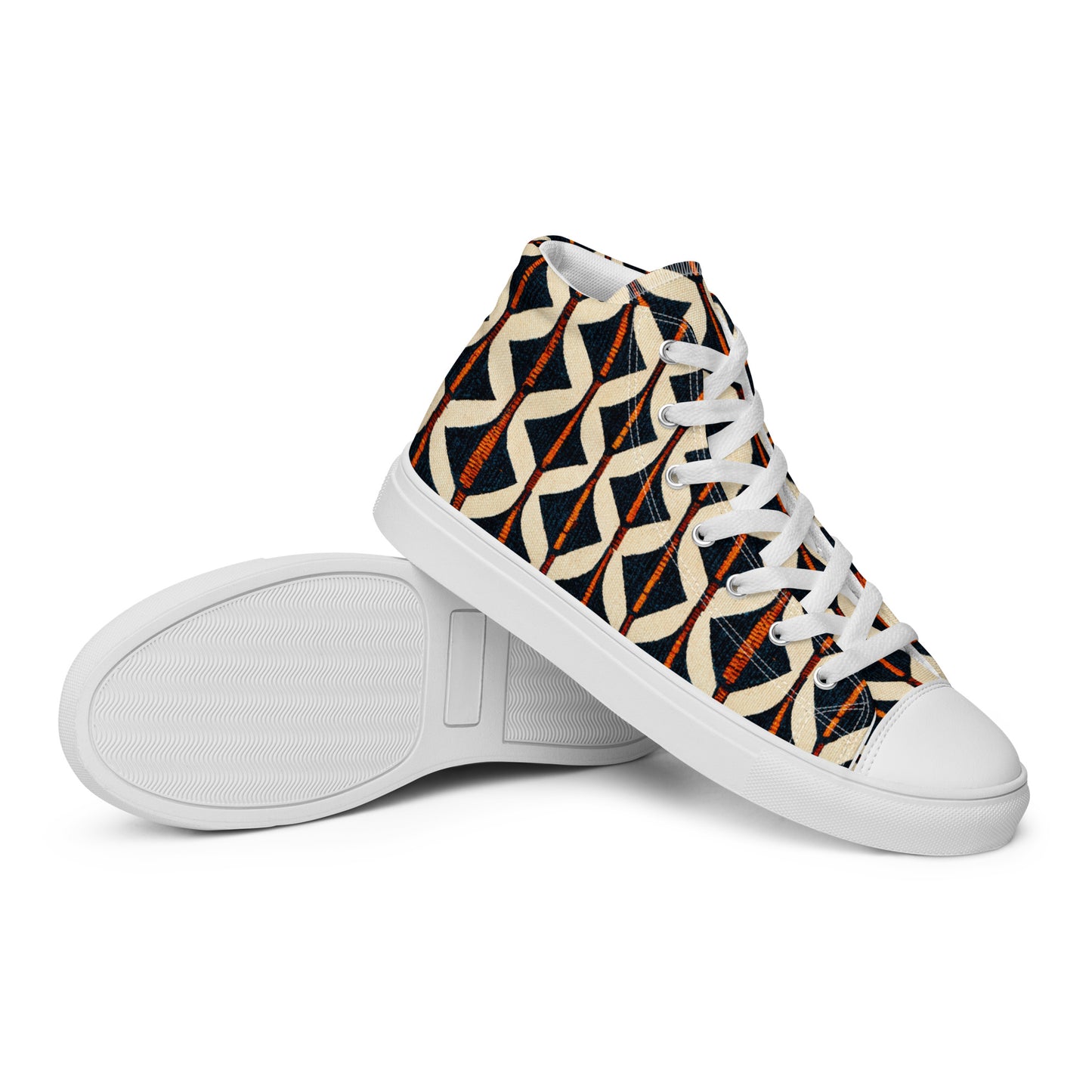 Tribal Tones in Harmony Men’s high top canvas shoes