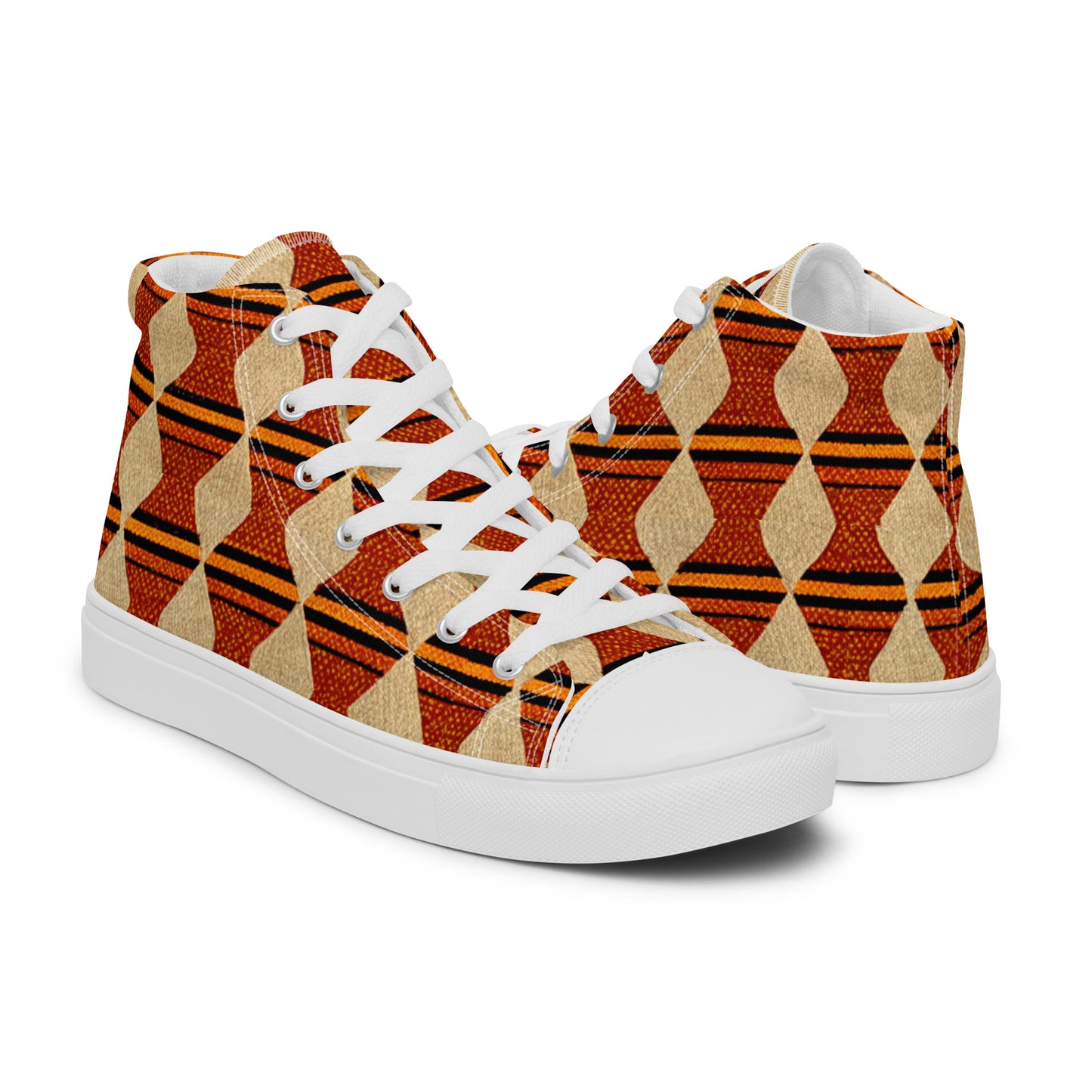 Tribal Tranquility in Neutrals Men’s high top canvas shoes