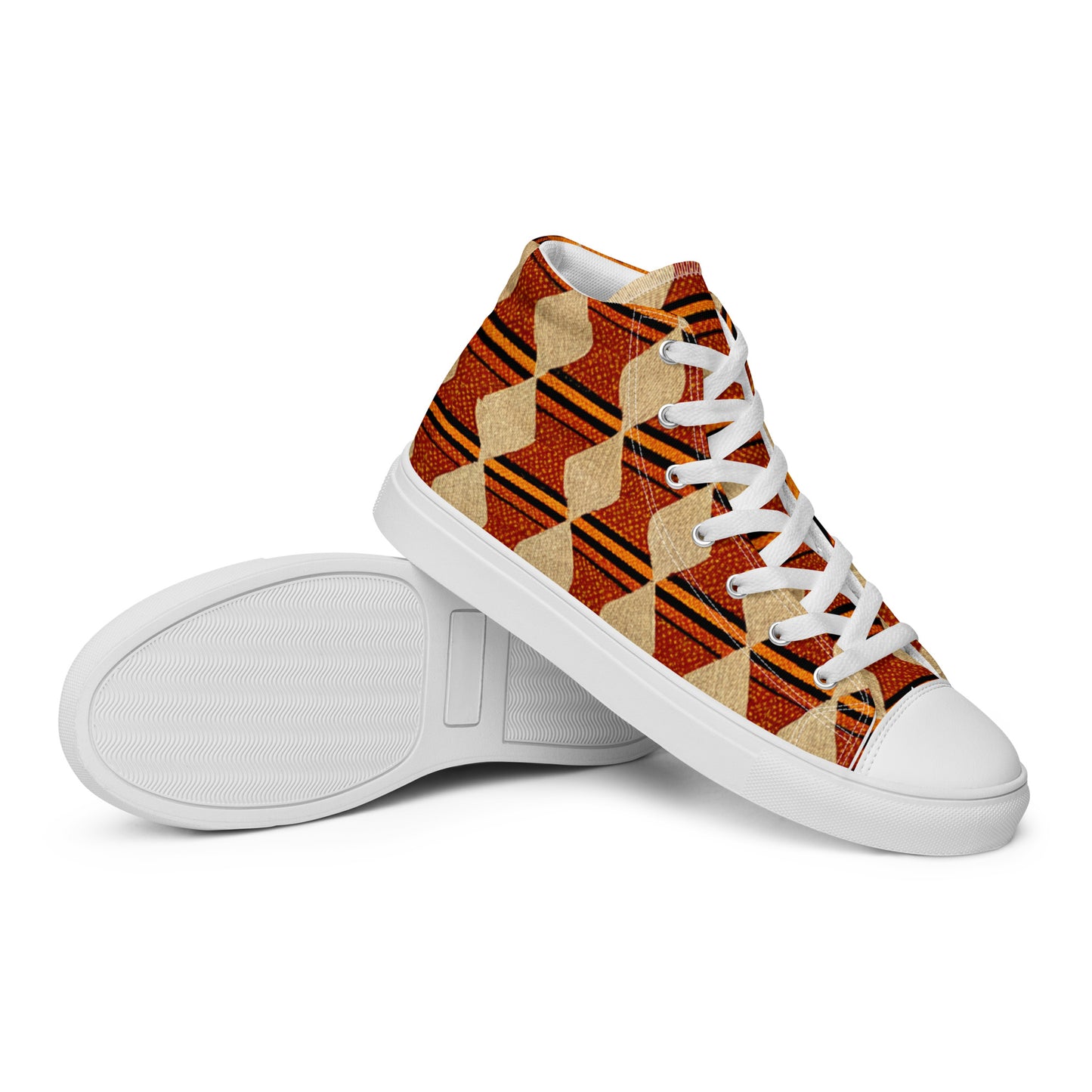 Tribal Tranquility in Neutrals Men’s high top canvas shoes