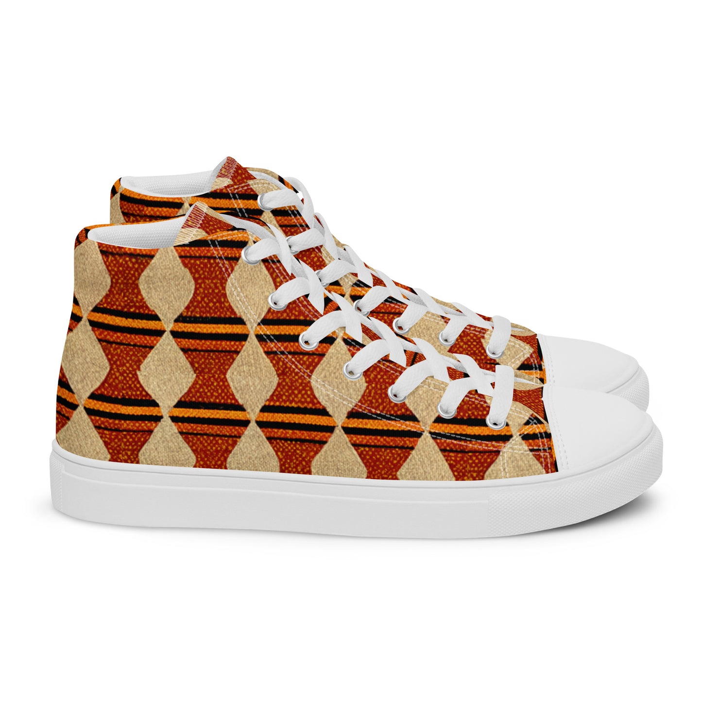 Tribal Tranquility in Neutrals Men’s high top canvas shoes