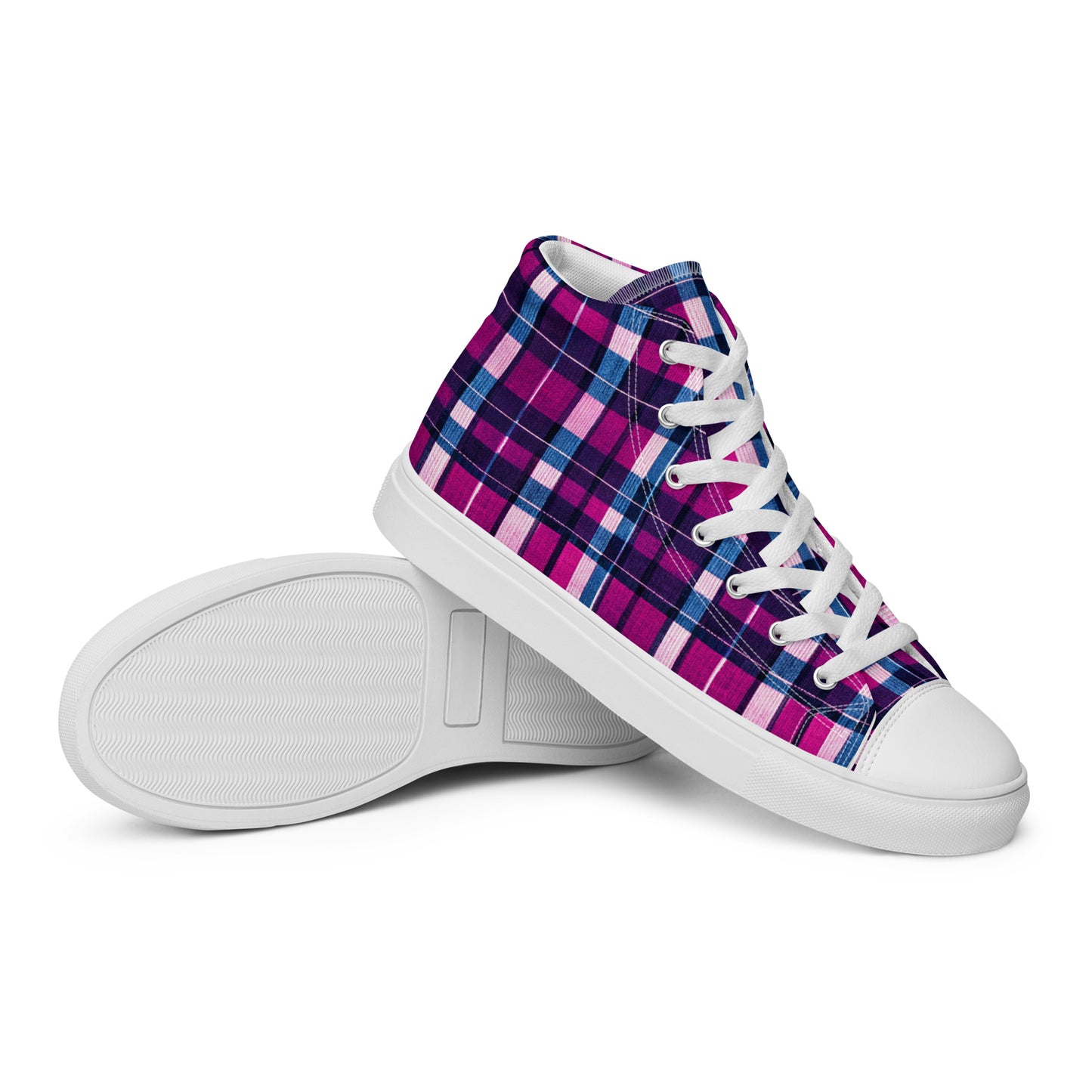 Fuchsia Fusion Check Men’s high top canvas shoes