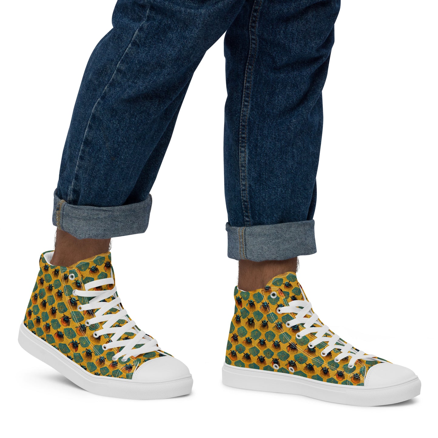 Honeycomb Whispers Men’s high top canvas shoes