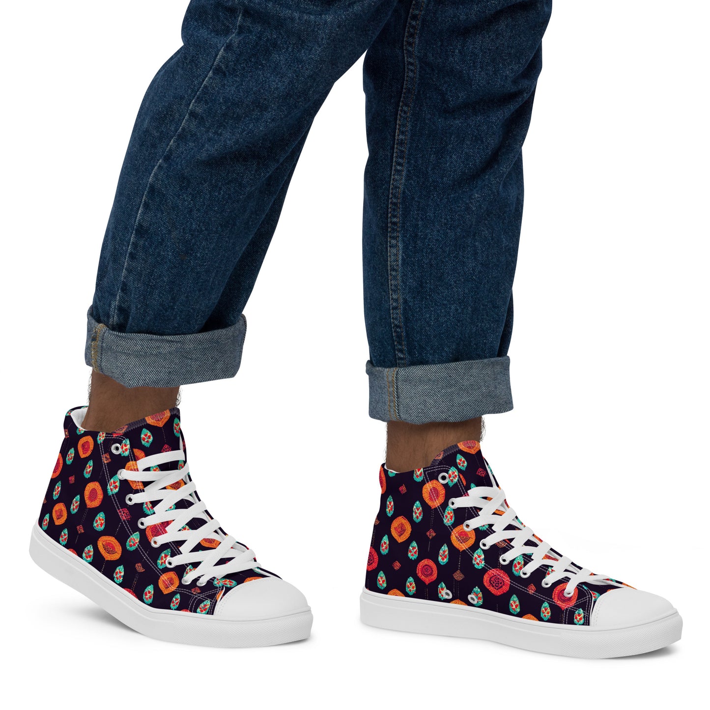 Free Spirited Flora Men’s high top canvas shoes