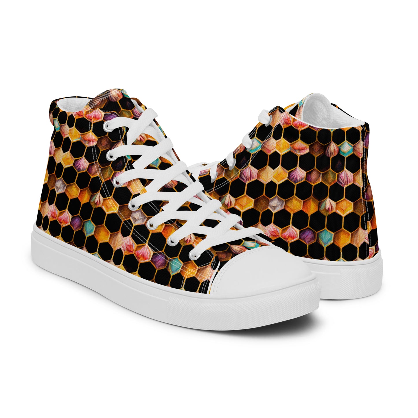 Beehive Lattice Love Men’s high top canvas shoes