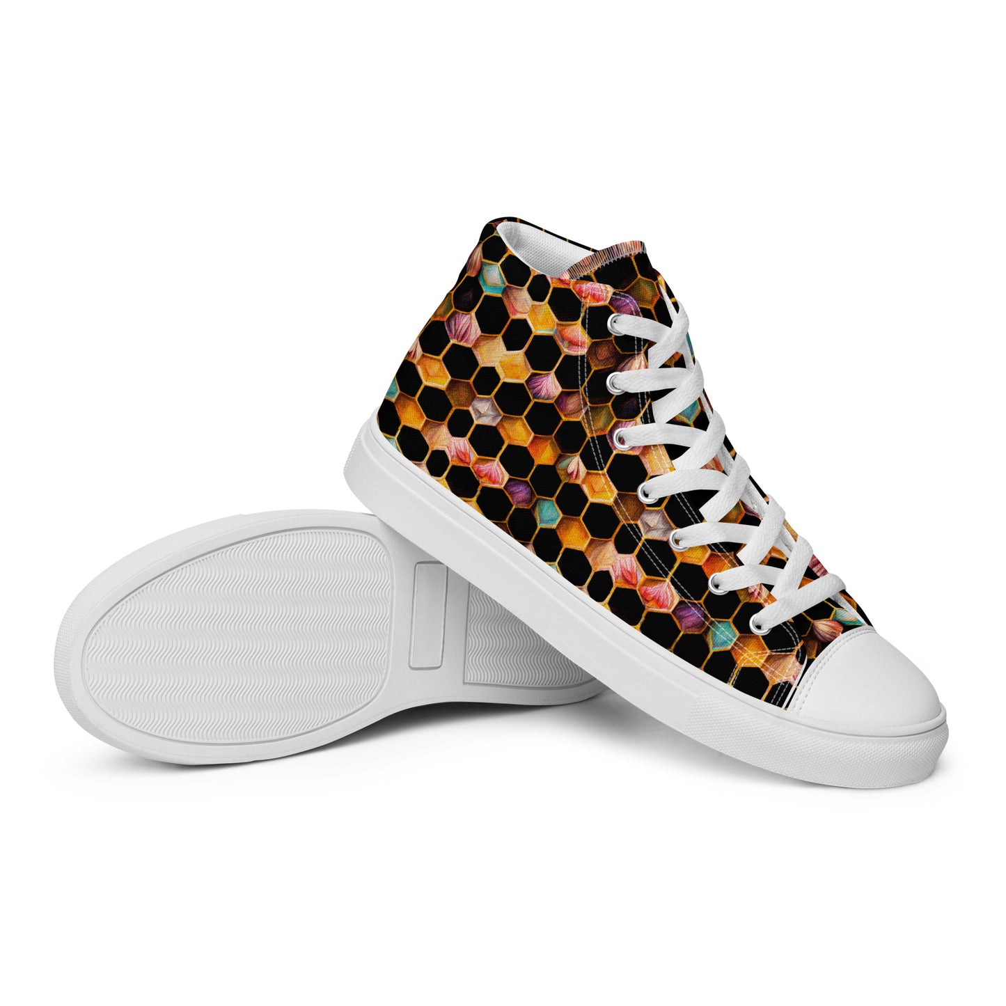 Beehive Lattice Love Men’s high top canvas shoes