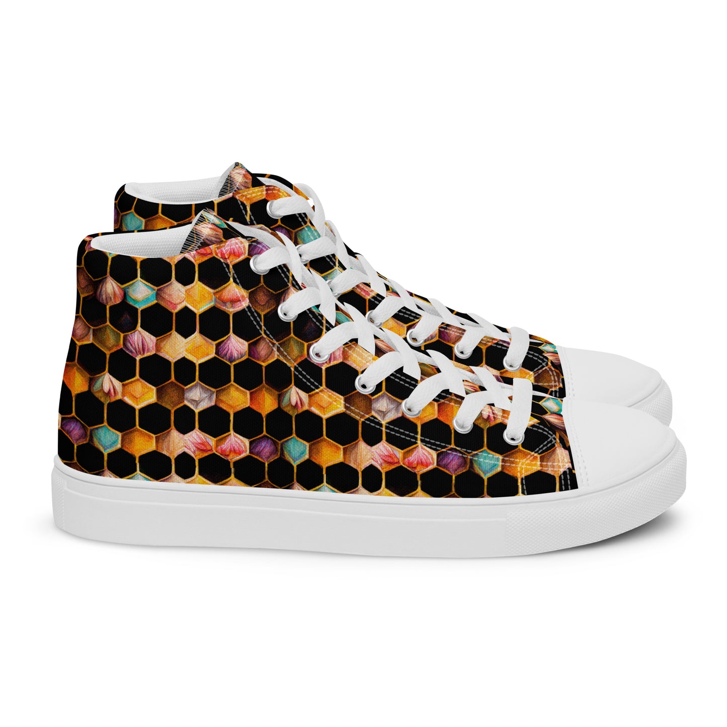 Beehive Lattice Love Men’s high top canvas shoes
