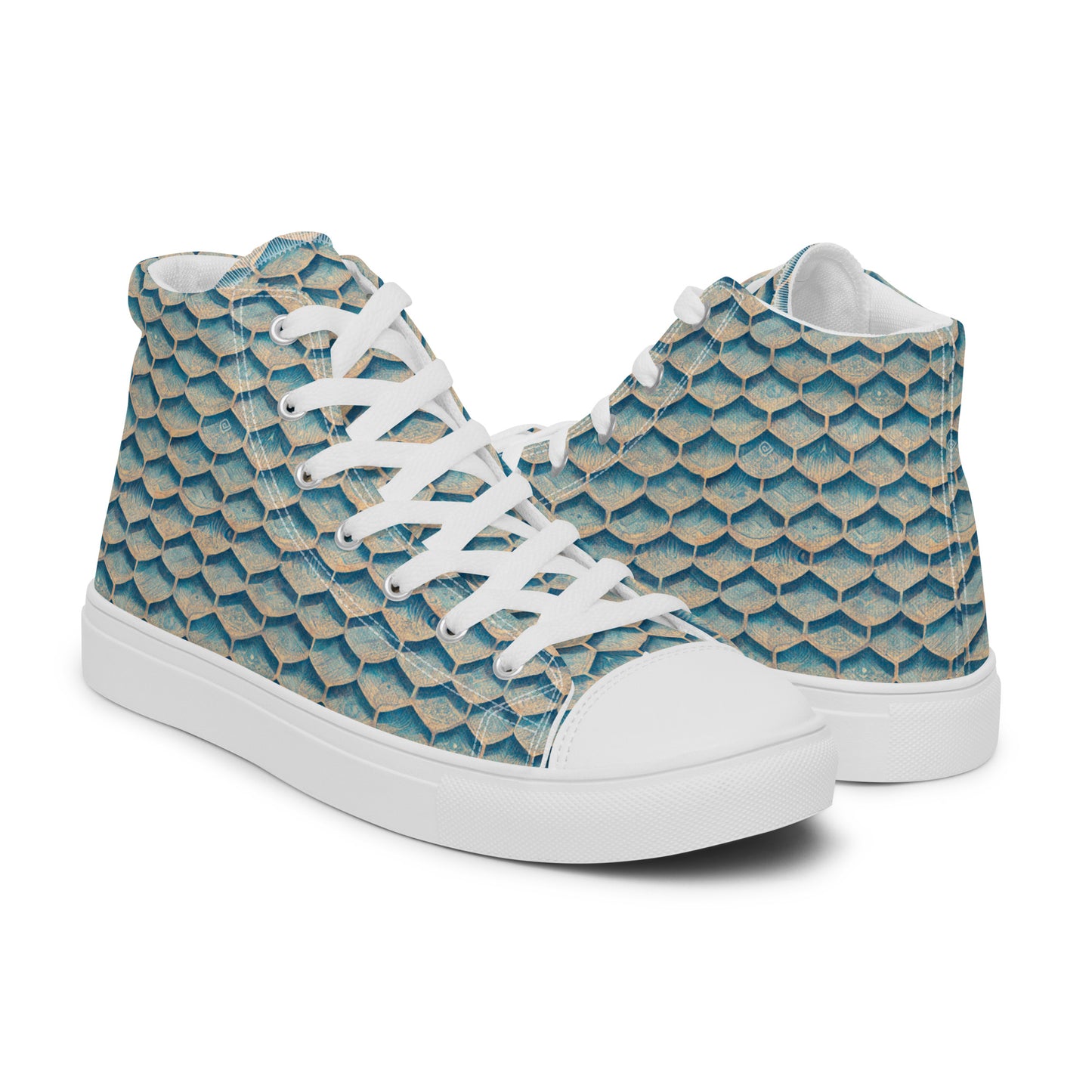 Seafoam Scales Men’s high top canvas shoes