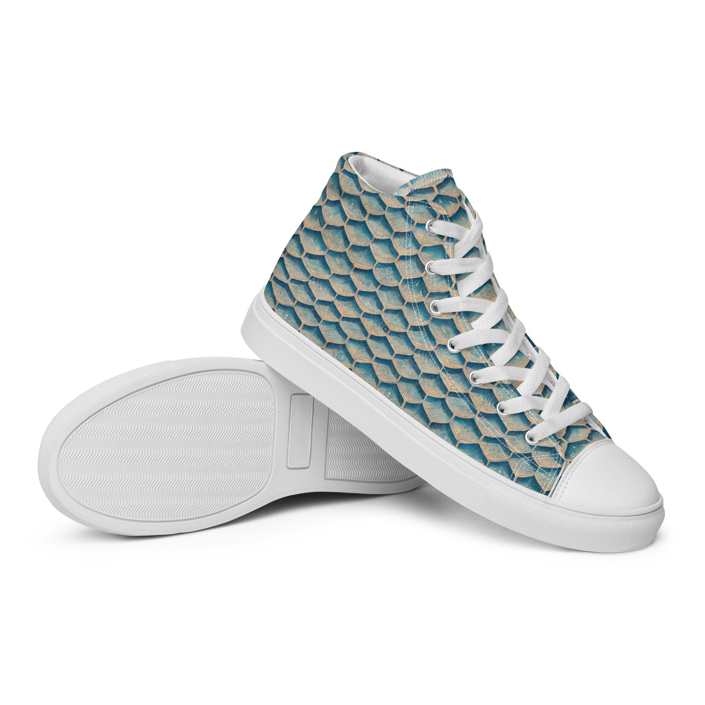 Seafoam Scales Men’s high top canvas shoes