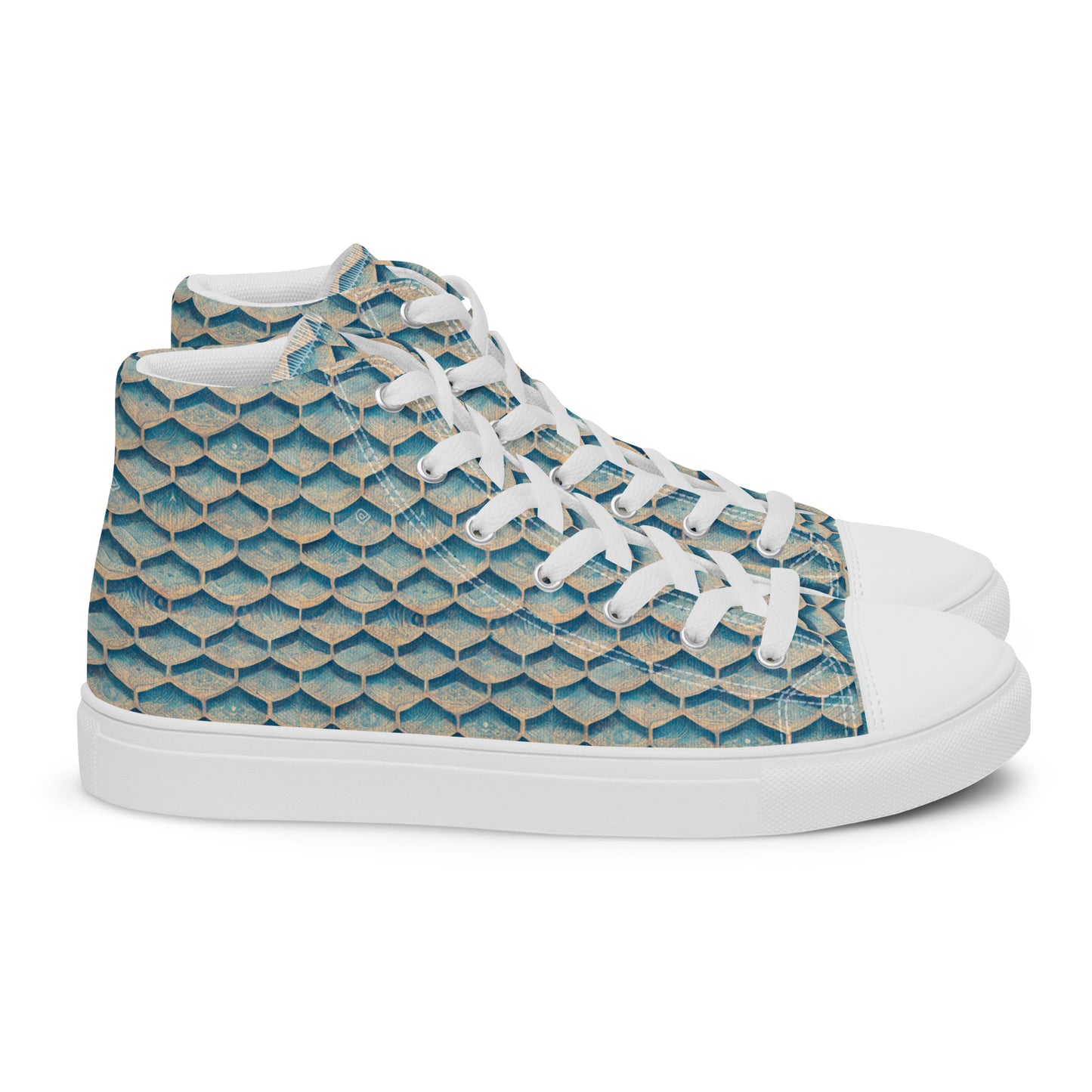 Seafoam Scales Men’s high top canvas shoes